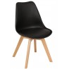 Cadeira TORRE 4P ( SU ), madeira, polipropileno e coxím preto