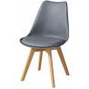 Cadeira TORRE 4P ( SU ), madeira, polipropileno e coxím cinza escuro
