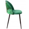 Cadeira FLORAL, metal, tecido veludo verde  com costas florais combinando
