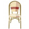 Cadeira GARNIER, empilhável, aluminio, ratán beige e vermelho