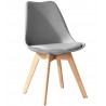 Cadeira TORRE 4P (SU), madeira, polipropileno e coxím cinza