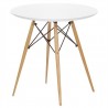 STAR table, wooden base, white table top, 80 cms in diameter