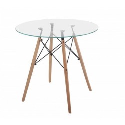 TOWER table, wood, glass,...