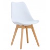 Cadeira TORRE 4P ( SU ), madeira, polipropileno e coxím branco