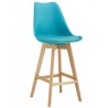 TORRE (SU) barstool, wood, polypropylene and cushion in turquoise color