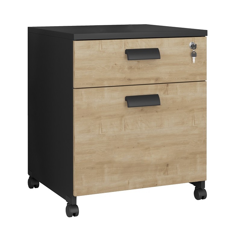 Mueble archivador de metal negro con ruedas