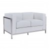 LOBBY sofa, 2 seater, stainless steel, white synthetic leather