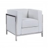 LOBBY armchair, stainless steel, white synthetic leather