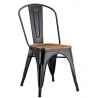 Cadeira TOL EK WOOD, aço, preta,  assento em madeira