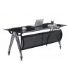 BASILEA office table, black tempered glass, 180x85 cms