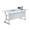 CADORE office table, super white tempered glass, 180x85 cms