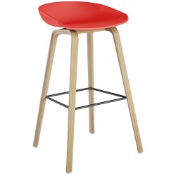 AWAK bar stool, wood, red seat