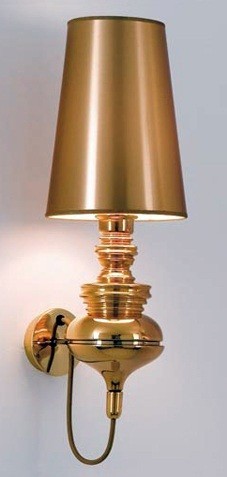 Lámpara LOUVRE, aplique de pared, dorado, pantalla dorada