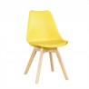 Cadeira TORRE 4P, madeira, polipropileno e coxím amarelo