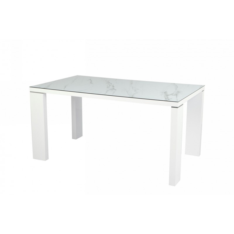 Mesa SIGRID 160x80, acero inoxidable, DM con tapa de cristal